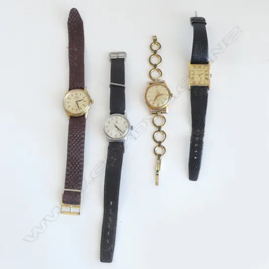 4 VINTAGE GENT'S WRIST WATCHES: UNICORN + CITIZEN + NIVADA + ROAMER all running