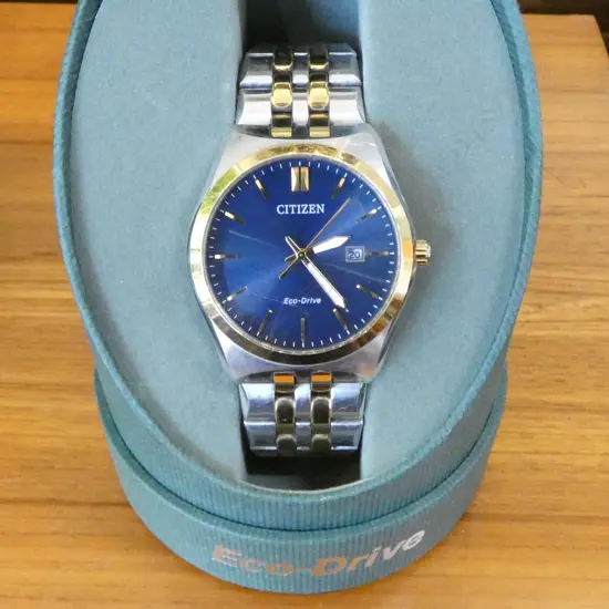 CITIZEN ECO-DRIVE GENTS WRIST WATCH; ORIG. BOX, WORKING