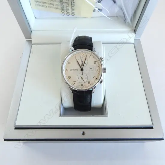 IWC Portuguese Chronograph IW3714-001 Automatic Steel gent's wristwatch w box & papers. 41mm Working