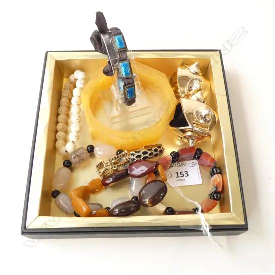 ASST. COSTUME BRACELETS INCLD; 3 QUARTZ BRACELETS & VINTAGE PEWTER & ENAMEL