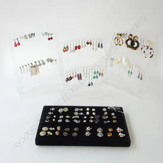 4 TRAY/STANDS ASST. COSTUME EARRINGS