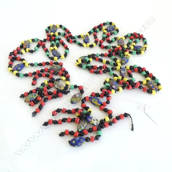 ART DECO COLOURED GLASS BEAD LONG BELT includes millefiori beads