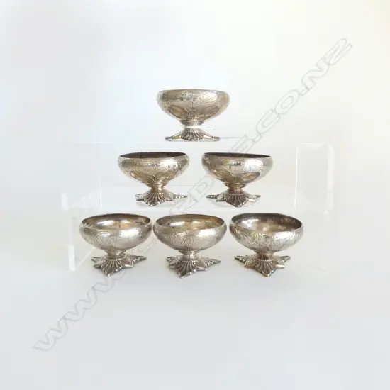 6 VICTORIAN STG SILVER SALTS, H. ASTON Ltd., BIRMINGHAM 1863, 289gms