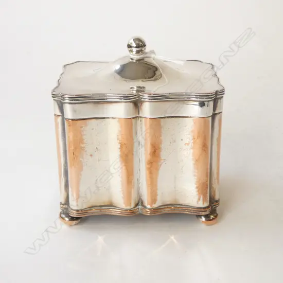 SILVER OVER COPPER TEA CADDY H.110mm