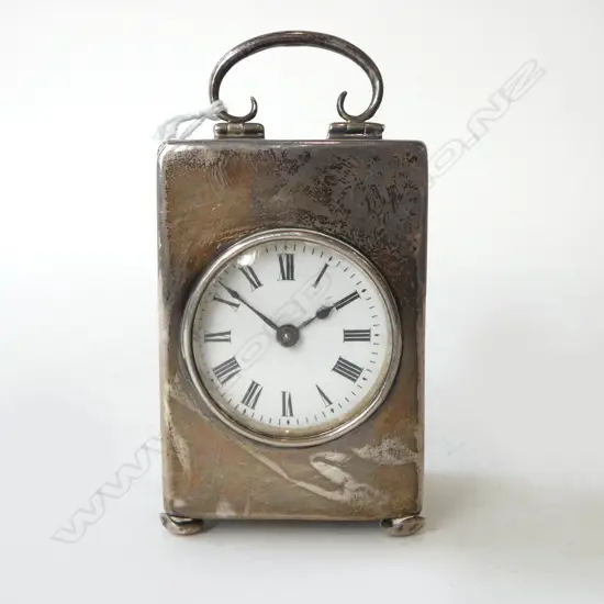 FRENCH CARRIAGE CLOCK IN STG SILVER CASE, B'HAM 1914 H.95mm