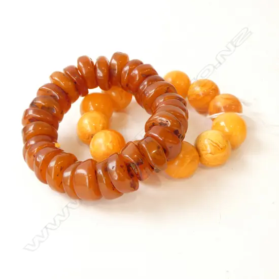 2 FAUX AMBER BEAD BRACELETS