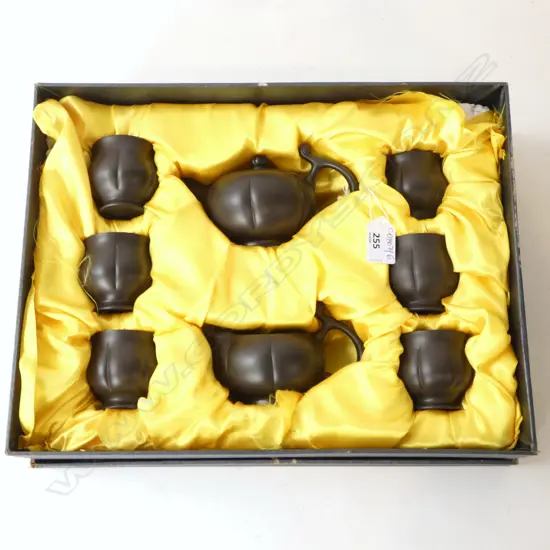 8 PCE YIXING WARE TEA SET, BOXED