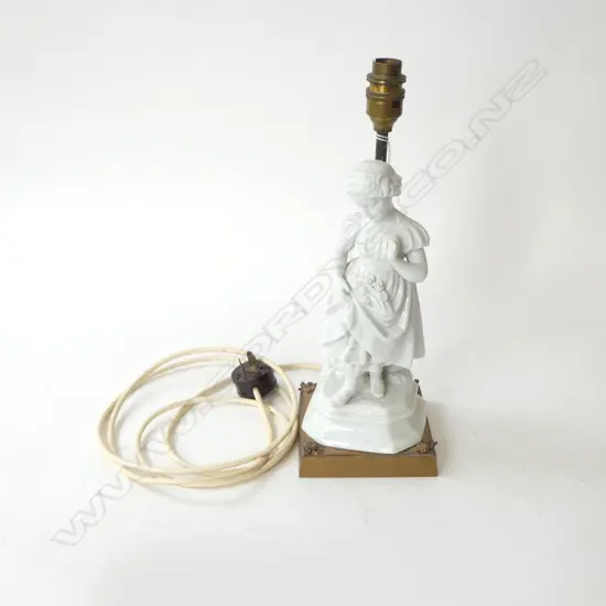 VINTAGE PORC ON METAL BASED FIGURAL TABLE LAMP H250MM