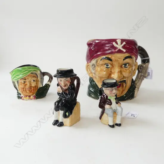 GROUP OF 4 VARIOUS MAKERS CHARACTER JUGS TALLEST 150 SMALLEST 80MM