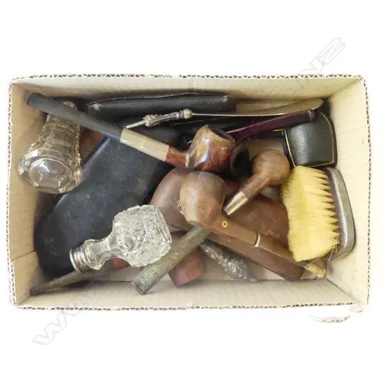 ASST. SMOKING PIPES, SPECTACLES, STERLING BITS ETC