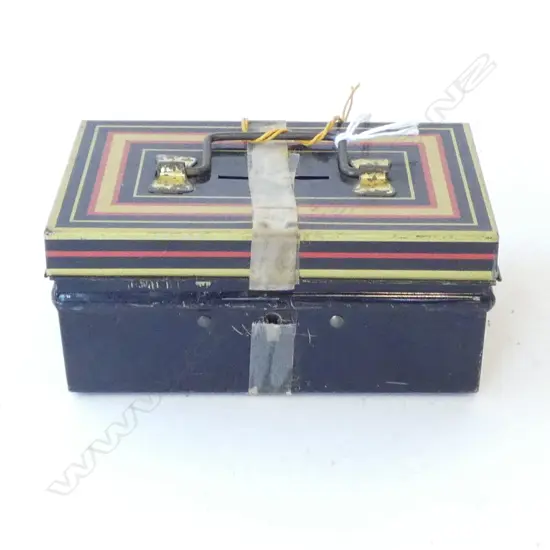 ASST. COINS IN METAL LOCK BOX W.130mm