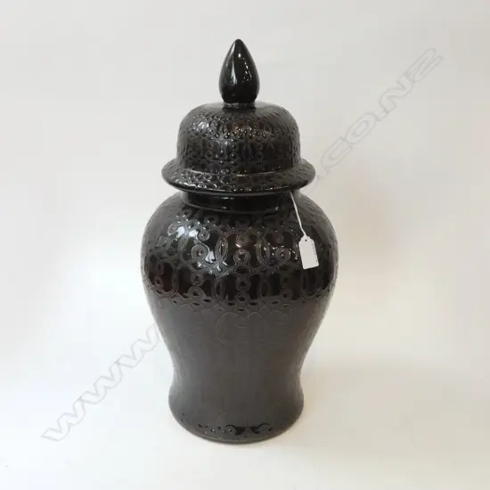 LG. BLACK LIDDED GINGER JAR H.500mm