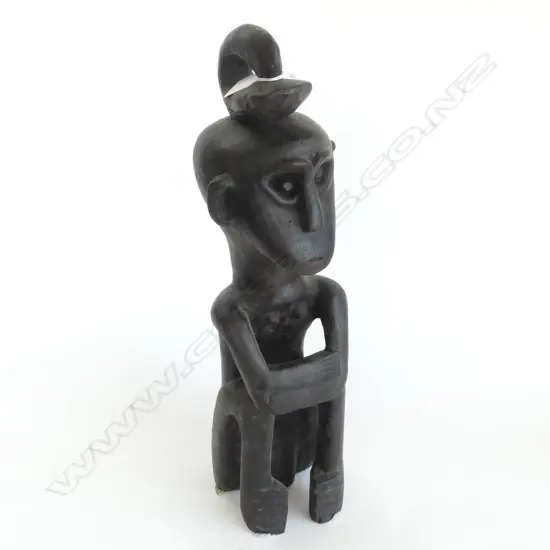 INDONESIAN CARVED WOOD SEATED FIGURE H.460mm