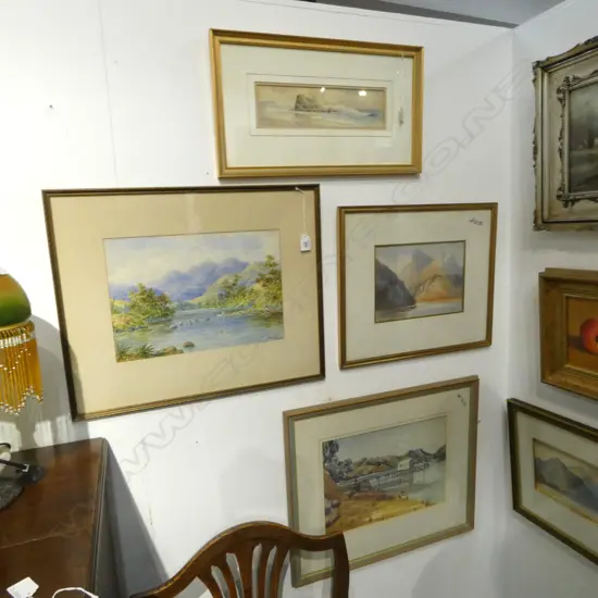 4 LANDSCAPE WCs; W. C. BAKER PELORUS RIVER 250x360mm, HUGH JENKINS, H. C. SIMSON, OTHER