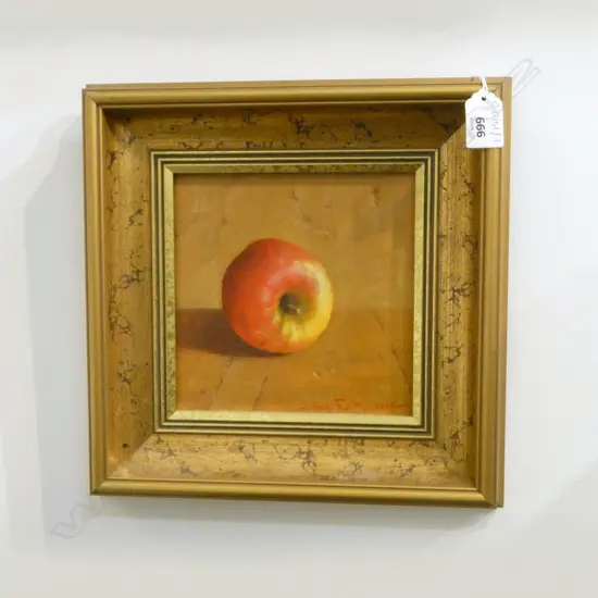BEV TAYLOR, APPLE, OIL ON BOARD 2002 165x165mm