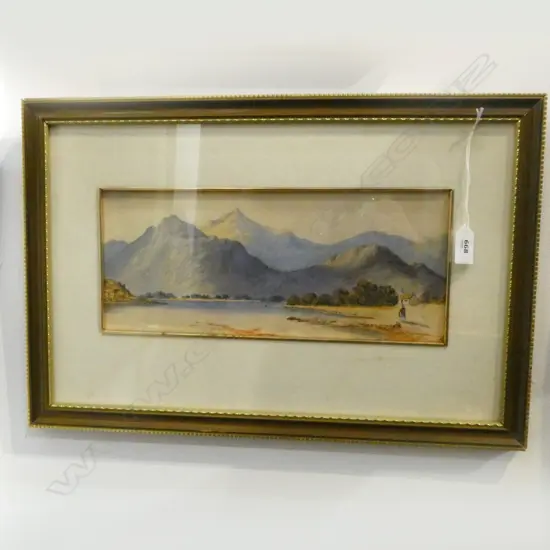ARTIST UNKNOWN, SOUTH ISLAND SCENE, WATERCOLOUR, 135x340mm
