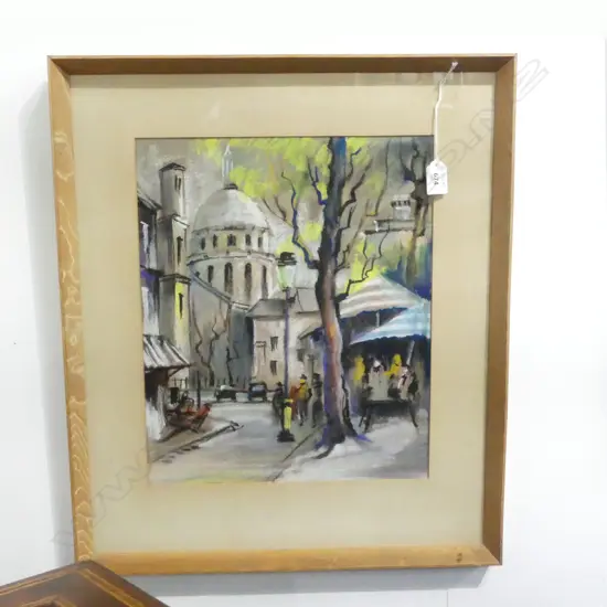 FRAMED MID CENTURY PASTLE PARIS STREET SCENE H390 L300MM