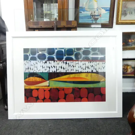 LARGE FRAMED MODERN ARTWORK H600 L890MM