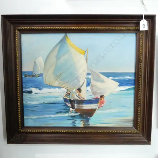 ARTIST UNKNOWN, SAILING SCENE, OIL ON BOARD, 340x410mm