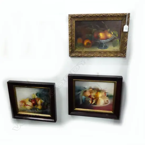 3 SIGNED OIL ON BOARD STILL LIFES, PR 'GRANADA I & II' 210x255mm + OTHER 