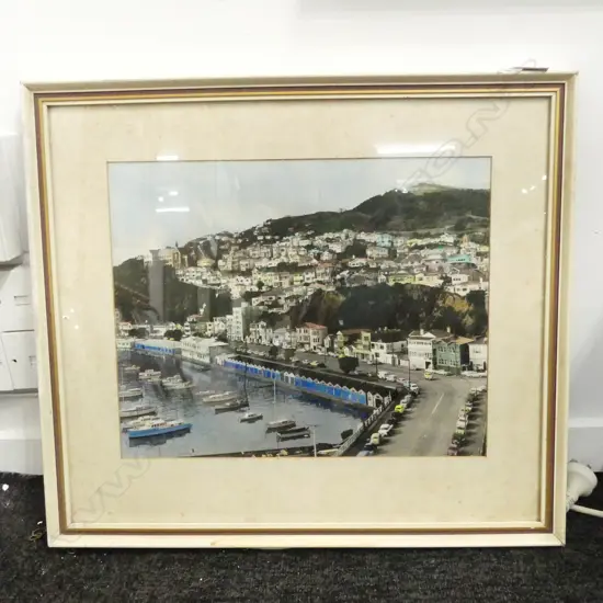 OLD HAND COLOURED Black & White PHOTO Oriental Bay Wellington290 x 360mm