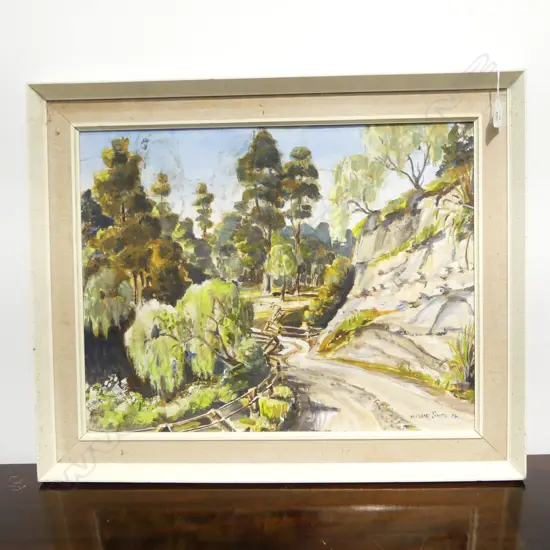 WINSOME SMITH OIL PAINTING RURAL ROAD signed & dated '74. 440 x 565mm