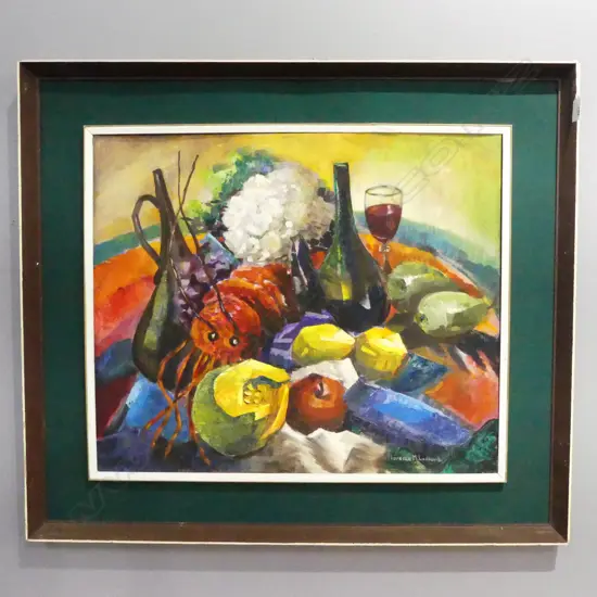 FLORENCE LUXFORD 'THE CRAYFISH' STILL LIFE OIL ON BOARD 505x605mm