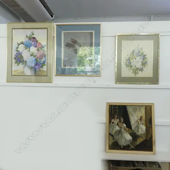 4 FLORENCE LUXFORD ARTWORKS LARGEST 'HYDRANGEAS' WC 580x440mm