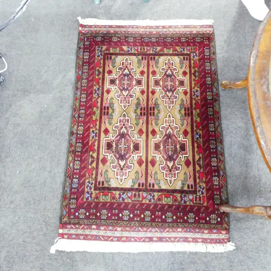 HAND KNOTTED ALL WOOL BALOUCH RUG 1400x900mm