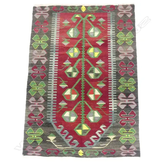 KELIM TREE OF LIFE PRAYER RUG GREEN & RED COLOURS L1330 W920MM