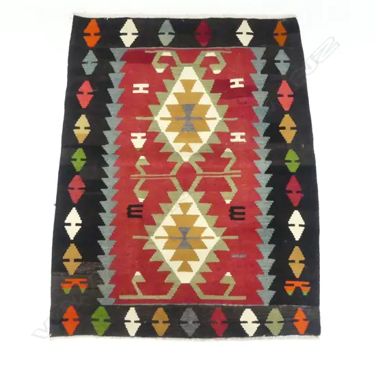 KELIM RUG BLACK & RED GEOMETRICS L1250 W960MM