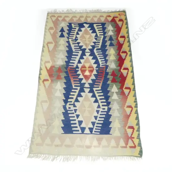 VINTAGE KELIM RUG SOFT RED BLUE IVORY TONES L1700 W1020MM