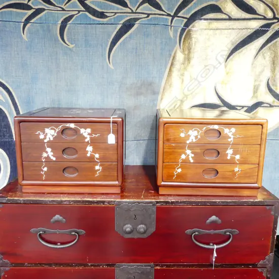 PR rosewood wood bedside cabinets w/ inlay 400 x 300 x 300mm