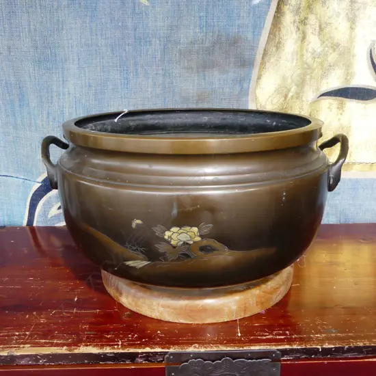 Large Bronze Hibachi H.220 Dia.395mm