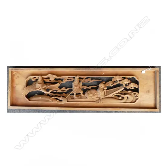 Carved 70’s wood panel; Unused, L.1390mm