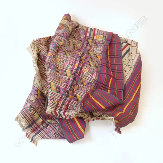 VINTAGE TRIBAL HAND WOVEN & GEOMETRIC EMBROIDED TEXTILE / BLANKET 2300 x 1350mm 