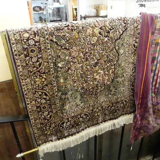 HAND KNOTTED SILK RUG 1240x780mm