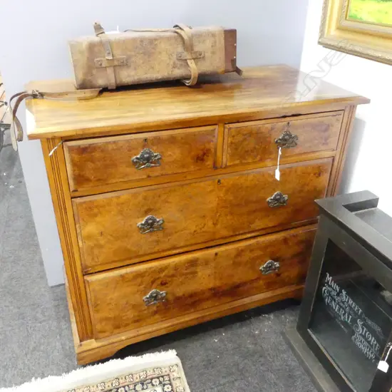 MOTTLED KAURI 4 DRAWER CHEST ON CASTORS 1070x510x930mm