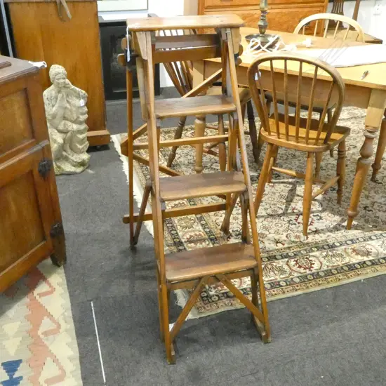 ANTIQUE WOODEN LIBRARY LADDER 480x720x1030mm