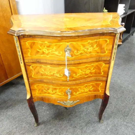 3 DRAWER INLAID SIDE TABLE 680x340x710mm