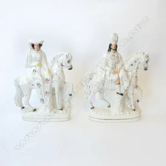 C.1840’S STAFFORDSHIRE PAIR LARGE FLATBACK FIGURINES DUKE & DUCHESS OF CAMBRIDGE, H.360MM, H.370MM