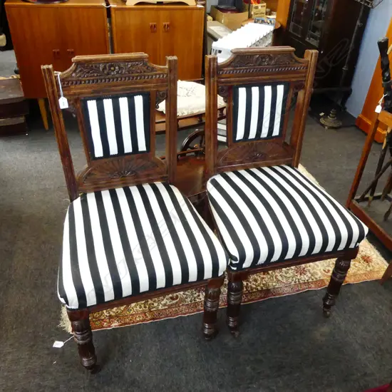 PR UPHOLSTERED ANTIQUE DINING CHAIRS 