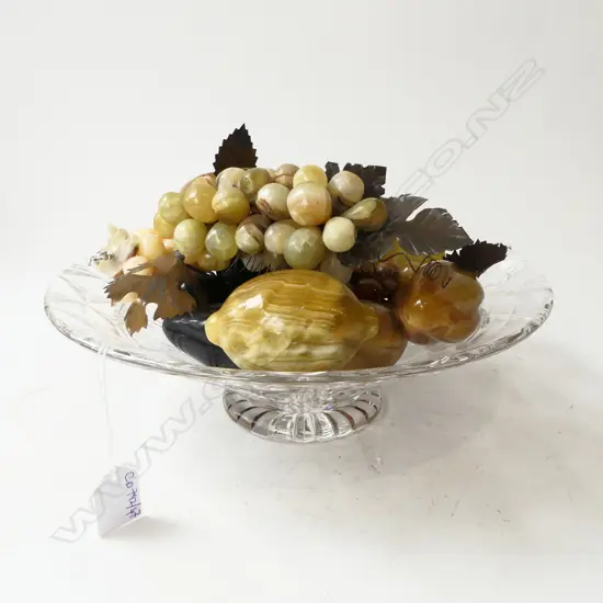 CRYSTAL BOWL 310mm dia + ASST. ONYX FRUIT