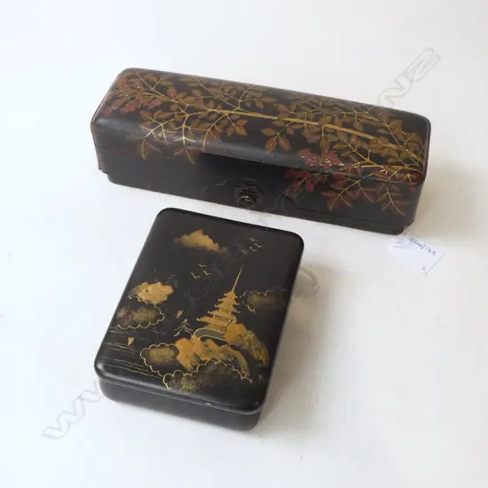 2 ORIENTAL LAQUER BOXES L250MM LONGEST