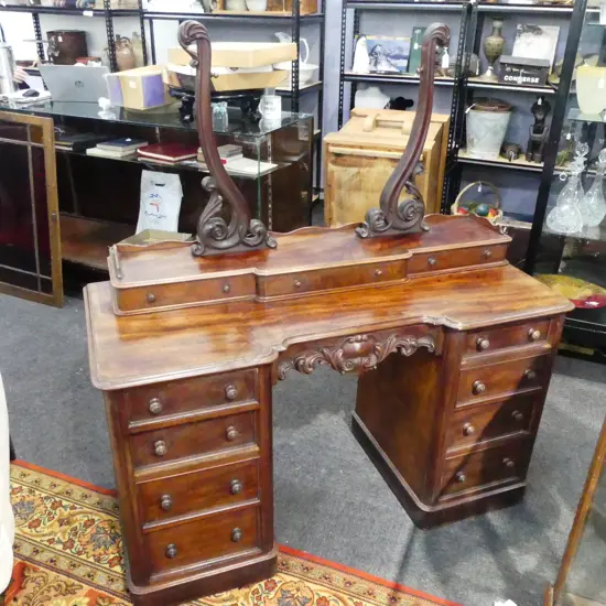 VICTORIAN MAHOGANY SWING MIRROR PEDESTAL DRESSER FAULTS 1300x565x1730mm