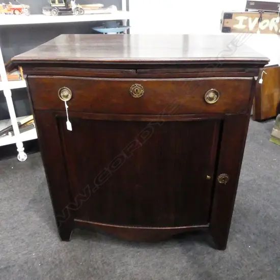 GEORGIAN OAK TAMBOUR FRONT DRESSING CABINET 845x535x890mm ONE FLAP OFF REQUIRES ATTENTION