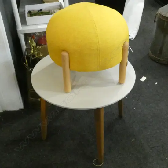 YELLOW STOOL & MODERN SIDE TABLE 600mm dia