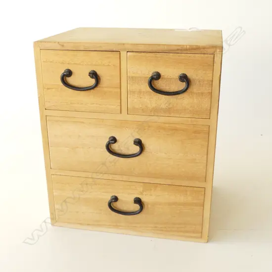 Small Japanese 4 drawer wood box 245x210x160mm