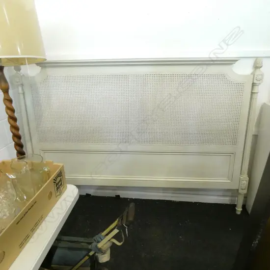 FRENCH STYLE WHITE PAINTED CANED HEAD BOARD H.1330mm W.1940mm KING SIZE EX AMBIANCE STORE