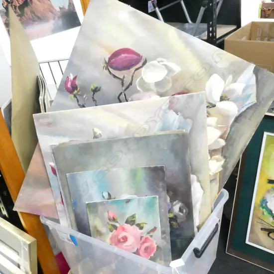 FLORENCE LUXFORD UNFRAMED FLORAL STILL LIFES, OIL ON BOARD